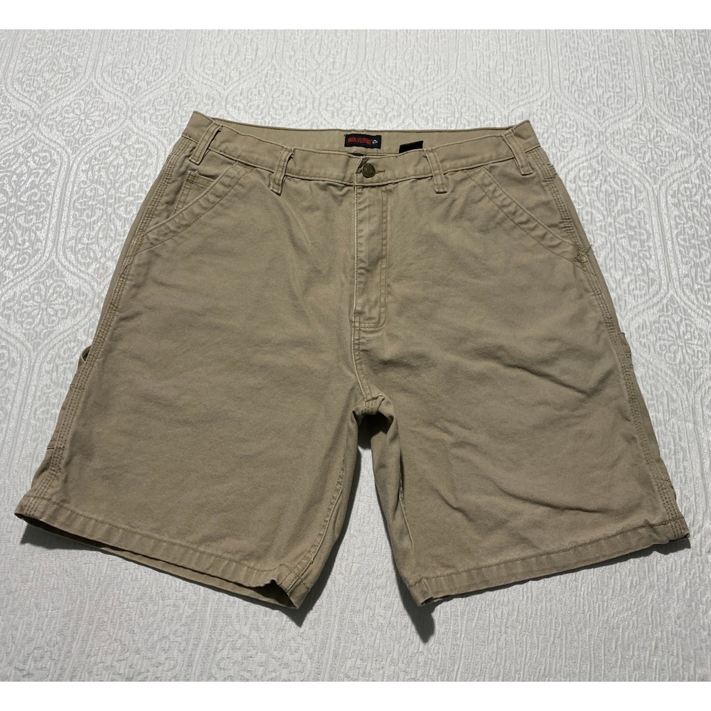 Wolverine Mens Khaki Tan Cotton Canvas Carpenter Utility Work Shorts Size 34